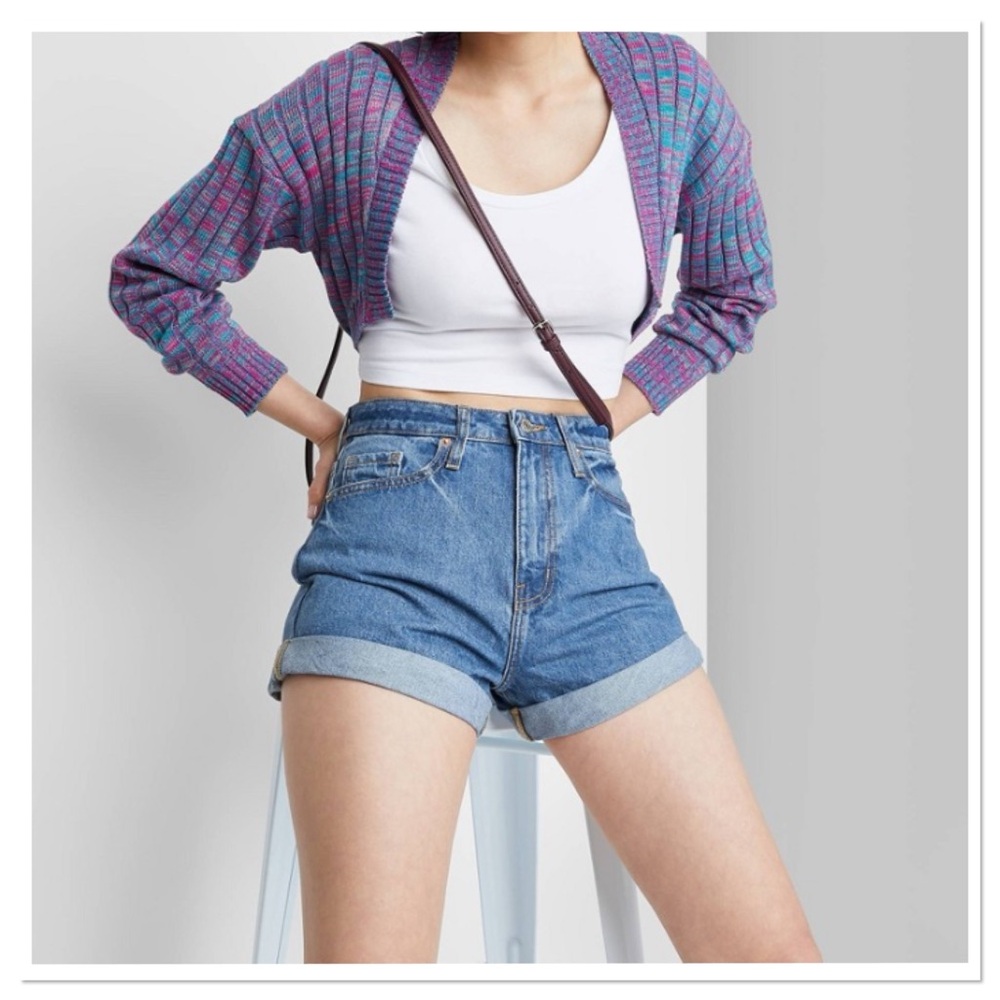 Women’s High-Rise Rolled Cuff Mom Jean Shorts Wild Fable